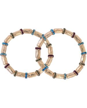 Rachel Roy Gold Tone 2 Piece Stretch Bracelet Set - Metallic