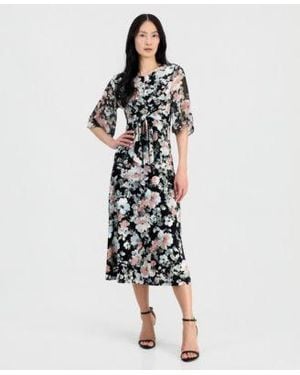 Kasper Mixed Media Tie Front Top Pull On Skirt - White