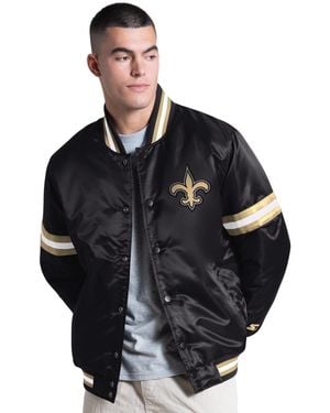 Starter Black New Orleans Saints Courtside Varsity Full Snap Jacket