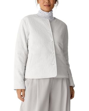 Eileen Fisher Round Neck Quilted Jacket - Gray