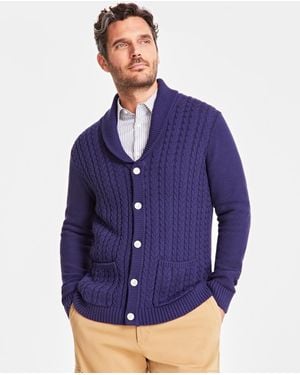 Club Room Chunky Shawl Collar Cardigan Sweater - Blue