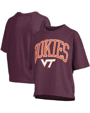 Pressbox Virginia Tech Hokies Nelson Arch Over Logo Waist Length Oversized Slub T-shirt - Purple