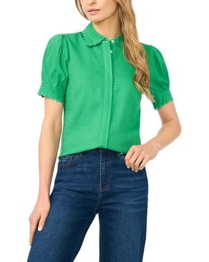 Cece Short-sleeve Collared Button Up Shirt - Green