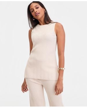 INC International Concepts Rib-knit Sleeveless Tunic - Natural