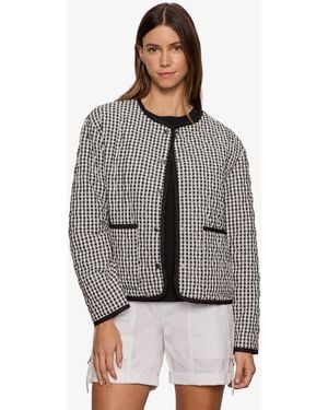 Sanctuary Quilted Button-front Crew Neck Jacket - Gray