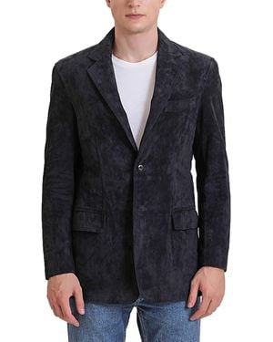 BGSD Men Grant 2-button Suede Leather Blazer - Blue