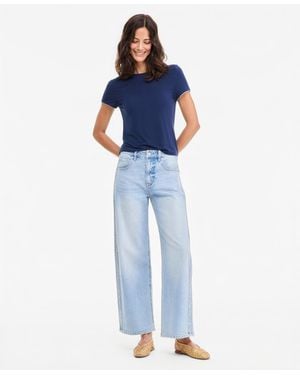 On 34th Mid-rise Side-stripe Curve Leg Jeans - Blue