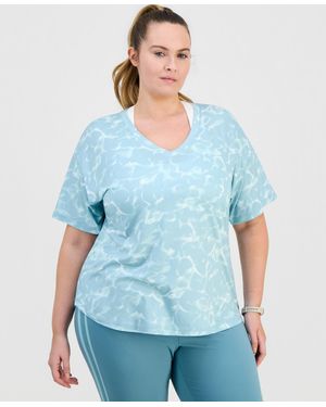 ID Ideology Plus Size Marina Whisper V-neck Performance Tee - Blue