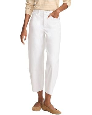 Lands' End Denim High Rise Barrel Leg Ankle Jeans - White
