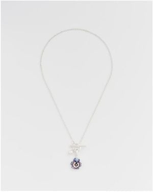 Fable England Pansy And Pearl toggle Necklace - White
