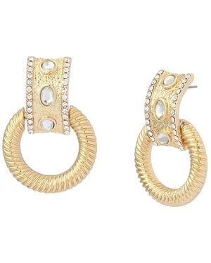 Steve Madden Faux Stone Ring Doorknocker Earrings - Metallic