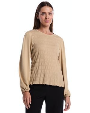 Rafaella Long-sleeve Puff-sleeve Blouse - Natural