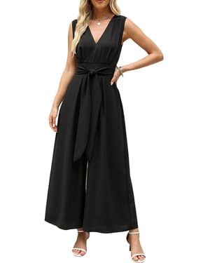CUPSHE Sleeveless Tie Front Jumpsuit - Black
