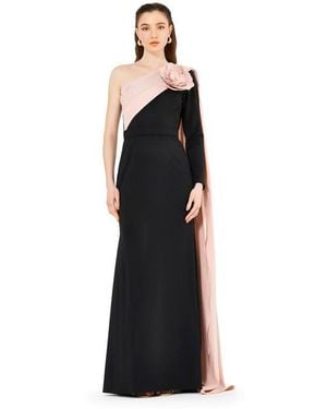 Amiri Single Shoulder Two Tone Gown - Black