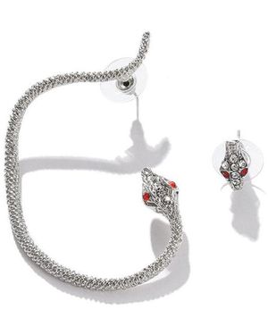 SOH Embellished Snake Earcuff Earrings - White