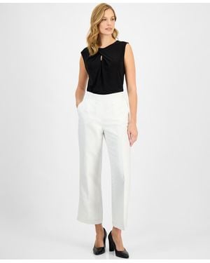 Kasper Linen Audrey Pull-on Wide Leg Pants - White