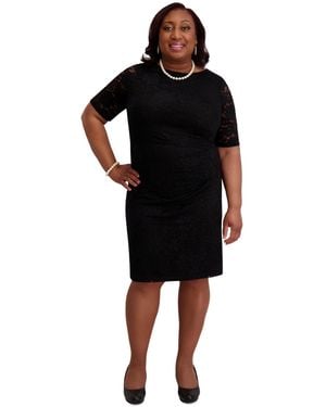 Kasper Lace-sleeve Sheath Dress - Black