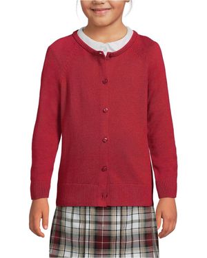 Lands' End Girls School Uniform Cotton Modal Cardigan Sweater - Red