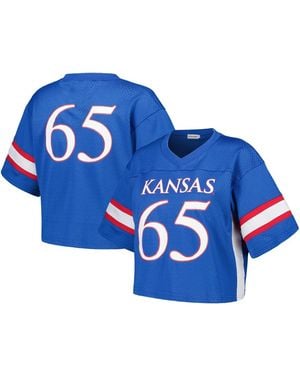 Established & Co. #65 Kansas Jayhawks Fashion Boxy Cropped Football Jersey - Blue