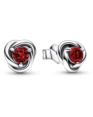 PANDORA January Eternity Circle Stud Earrings - Red
