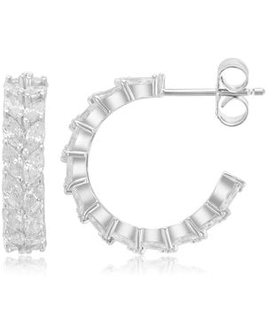 Macy's Plated Marquise J Hoop Earrings - White