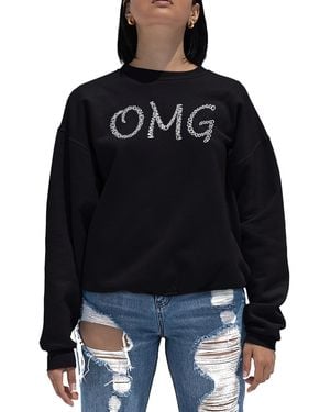 LA Pop Art Word Art Crewneck Omg Sweatshirt - Black