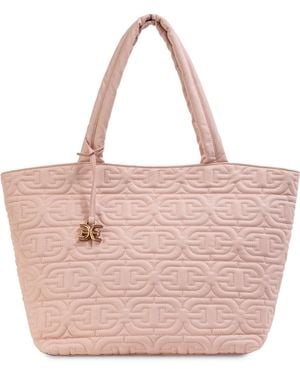 Sam Edelman Ethyl Top Zip East West Quilted Logo Extra Large Tote Bag - Pink