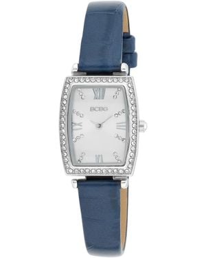 BCBGMAXAZRIA Tonneau Silver Stainless Steel Watch 26mm - Blue