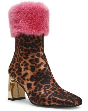 Betsey Johnson Vita Pom Pom Square Toe Dress Booties - Brown