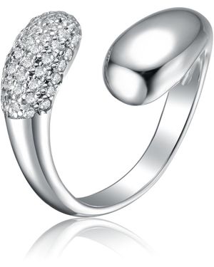 Genevive Jewelry Sophisticated Sterling Cubic Zirconia Accented Top Bands Bypass Ring - Metallic