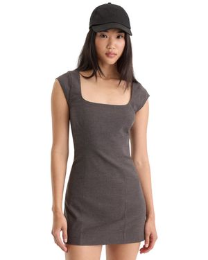 GOOD AMERICAN Square Neck Cap-sleeve A-line Dress - Gray