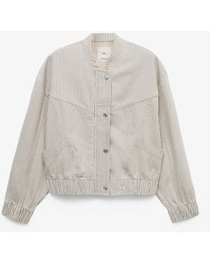 Mango Striped Denim Jacket - White