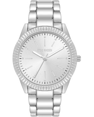 Steve Madden Genuine Crystal Accented Bracelet Watch - Gray