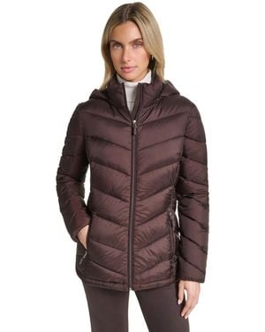 Charter Club Packable Hooded Puffer Coat - Brown