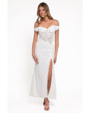 Petal & Pup Pascha Off Shoulder Lace Maxi Dress - White
