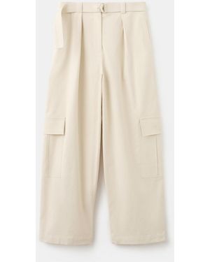 Mango Belt Cargo Pants - Natural