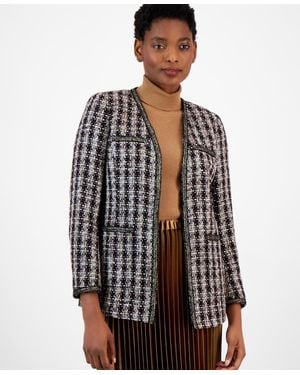 Anne klein tweed fringe jacket online