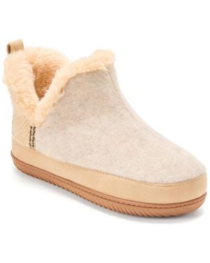 Dearfoams Felted And Plaid Boot Slipper - Natural
