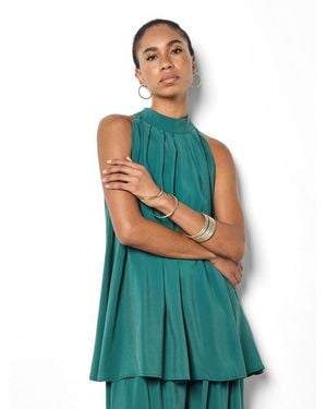 Apricot Pleat Detail Tunic Top - Green