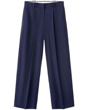 Mango Straight-fit Pleated Pants - Blue