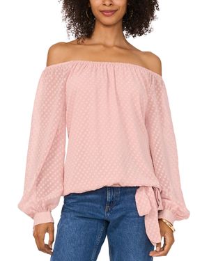 Vince Camuto Textured Off-the-shoulder Long-sleeve Tie-front Blouse