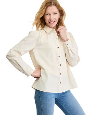 Style & Co. Long-sleeve Button-down Corduroy Blouse - White