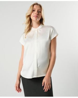 Marion Maternity Short Sleeve Satin Shell Top - White