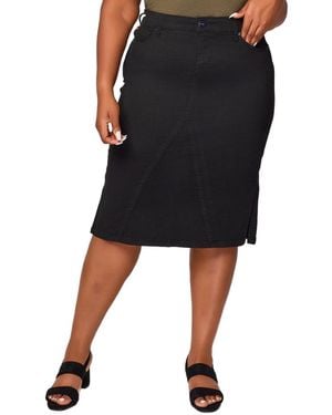 Slink Jeans Side Vents Midi Skirt - Black