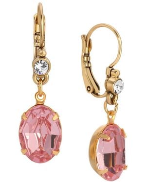 2028 14k Gold Dipped Oval Drop Earrings - Pink