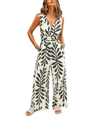 CUPSHE Yachting Tropical Jumpsuit - White