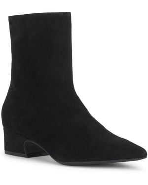 INC International Concepts Faelyn Suede Pointed Toe Block Heel Booties - Black