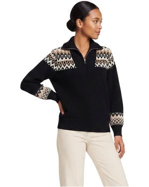 Lands' End Drifter Fair-isle Mock-neck Drop-shoulder Sweater - Black