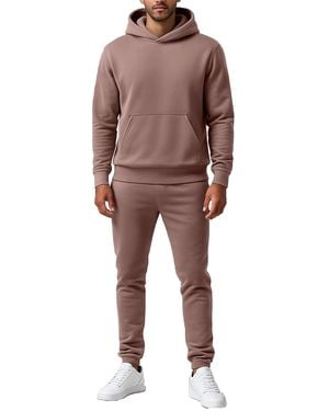 Galaxy By Harvic Pull-on Hoodie And Sweatpants Set - Brown