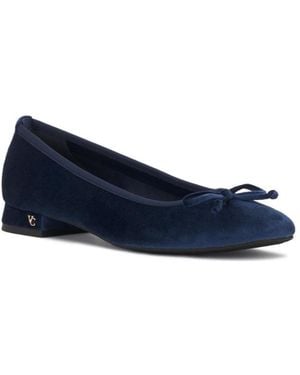 Vince Camuto Jenlea Almond-toe Block-heel Bow Ballet Pumps - Blue